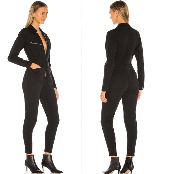 Free People Lennox Skinny Fit Denim Jumpsuit In Charcoal Size XS